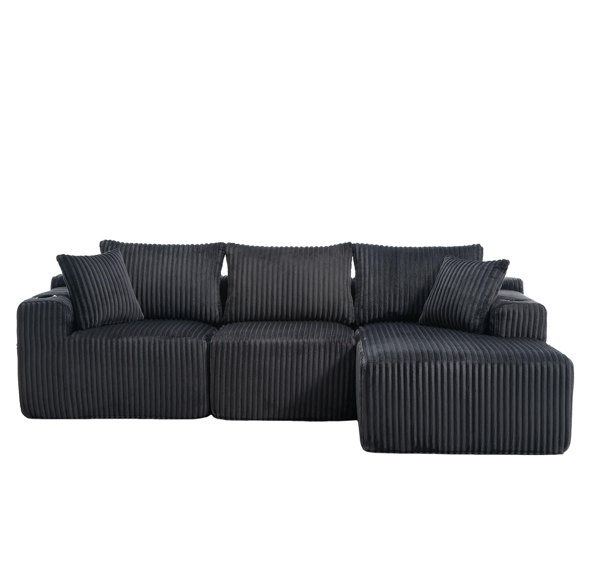 ECKSOFA 257/90-160/62 cm Grau aus Cord mit Chaiselongue - Grau, Textil (160/257cm) - OKMYHOME
