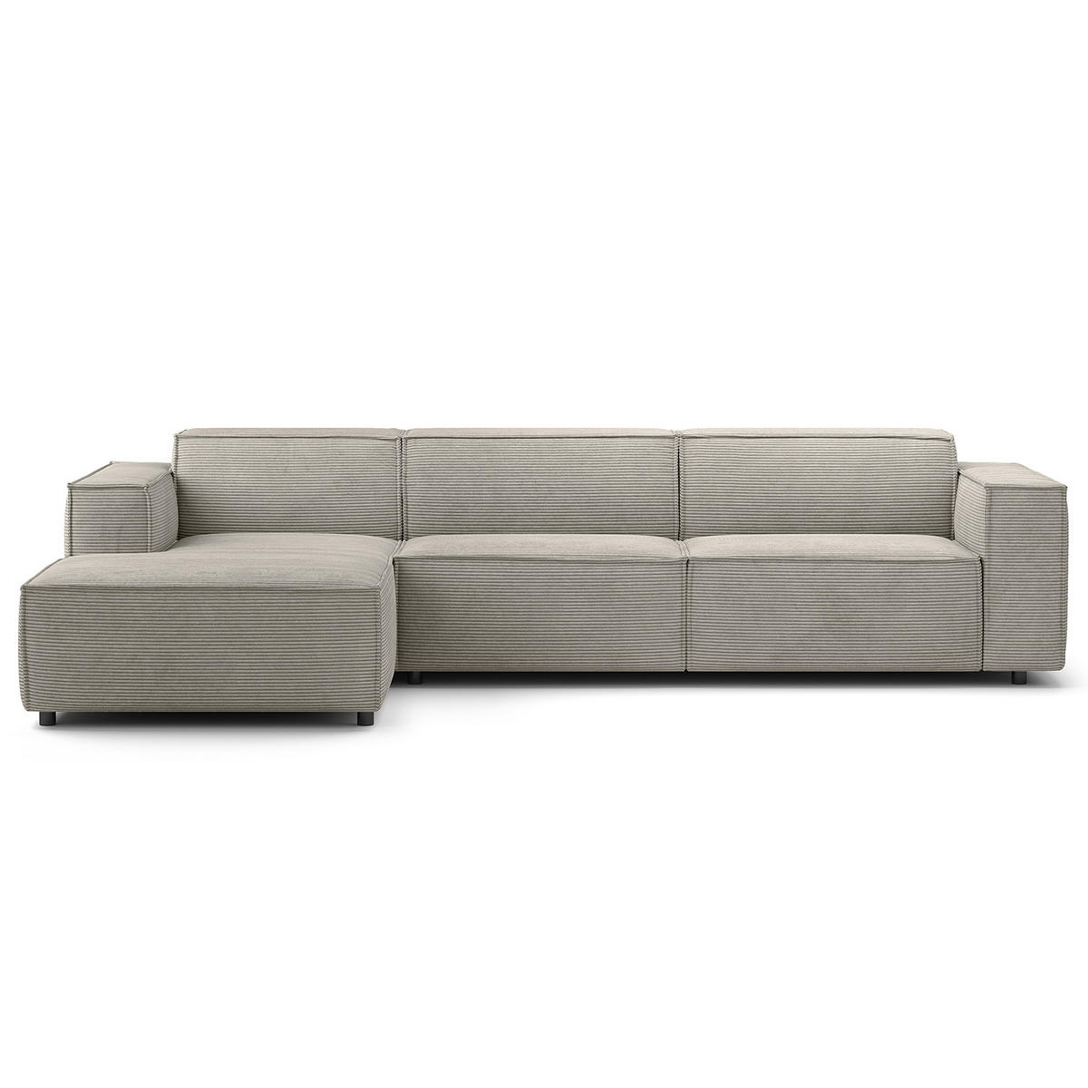 ECKSOFA mit Longchair - Graubraun/Schwarz, Kunststoff/Textil (294/177cm) - home24