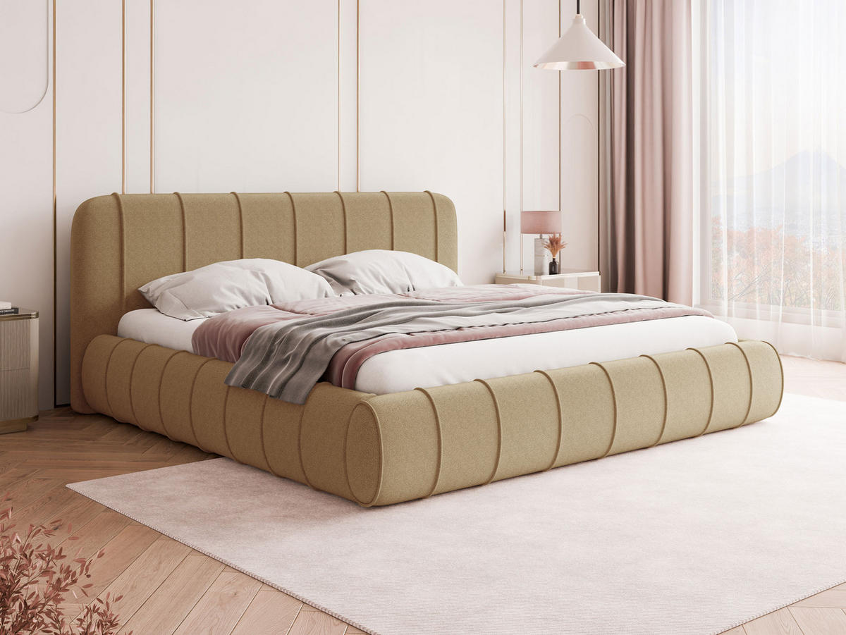 POLSTERBETT Slim XI - Beige, Holz/Holzwerkstoff (180/200cm) - MIRJAN24