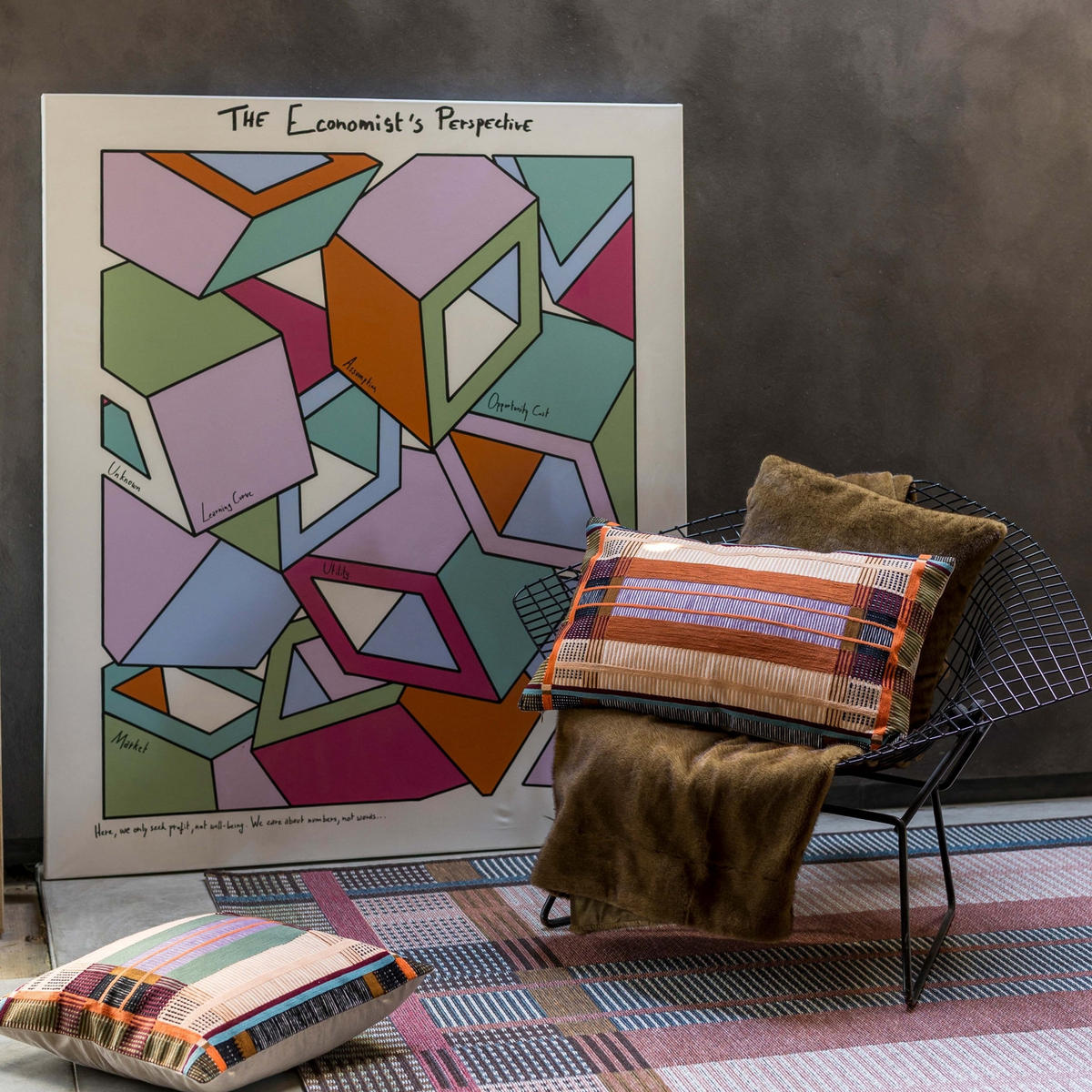 BESTICKTES KISSEN Kaël multico 45 x 45 cm - Multicolor, Textil (45/45cm) - Vivaraise