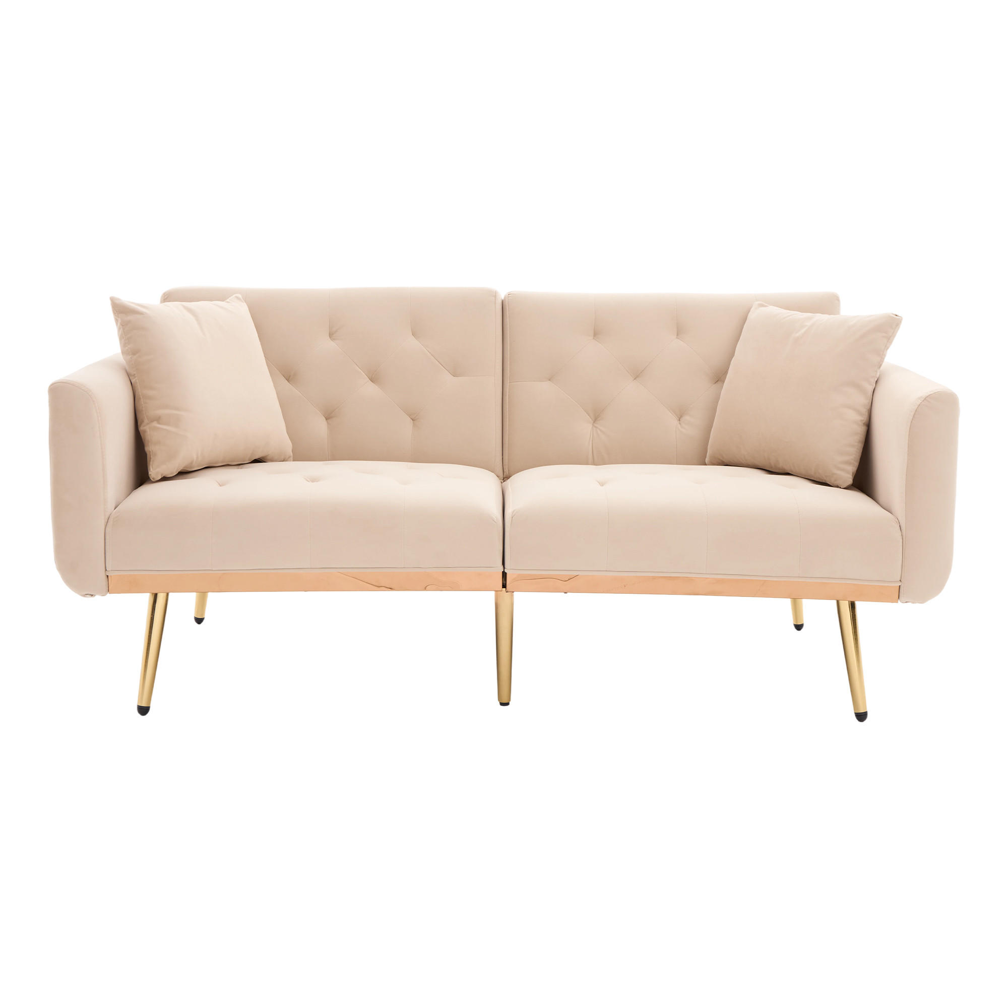 SCHLAFSOFA Samt mit verstellbarer Rückenlehne Beige 165/72,5/75 cm - Beige, Textil (72.5/75/165cm)