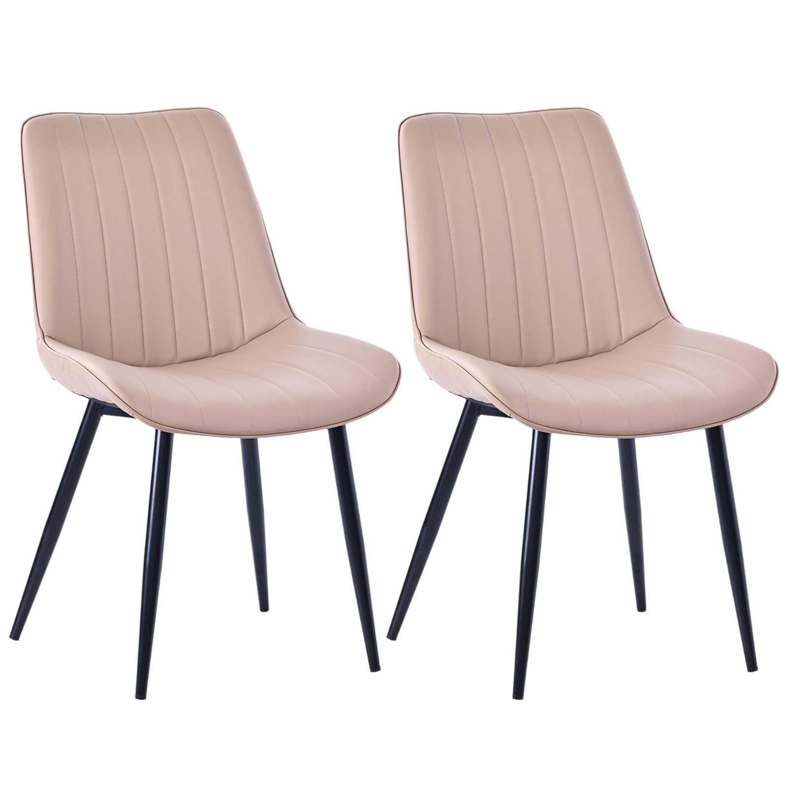 STUHL-SET 2 Stück aus Kunstleder in Modernem Stil-YZ1 - Cognac, Textil/Metall (53/88/62.5cm) - HOMAVO