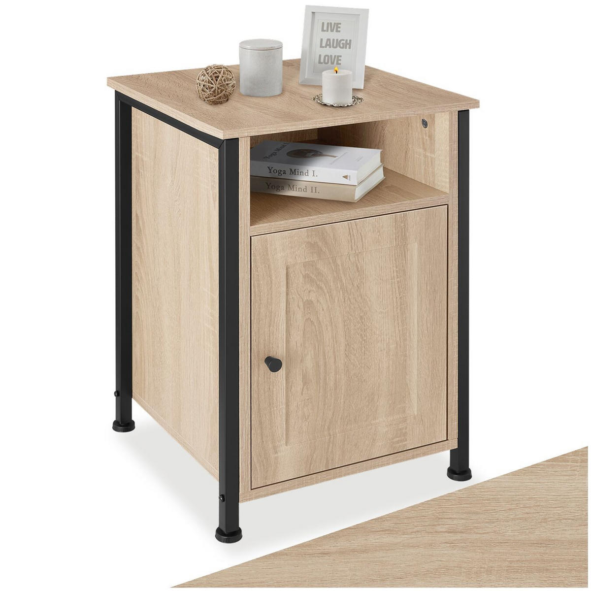 NACHTSCHRANK Blackburn,40 x 42 x 60,5 cm,Industrial Holz hell, Eiche Sonoma - Naturfarben, Holzwerkstoff (40/60.5/42cm) - tectake