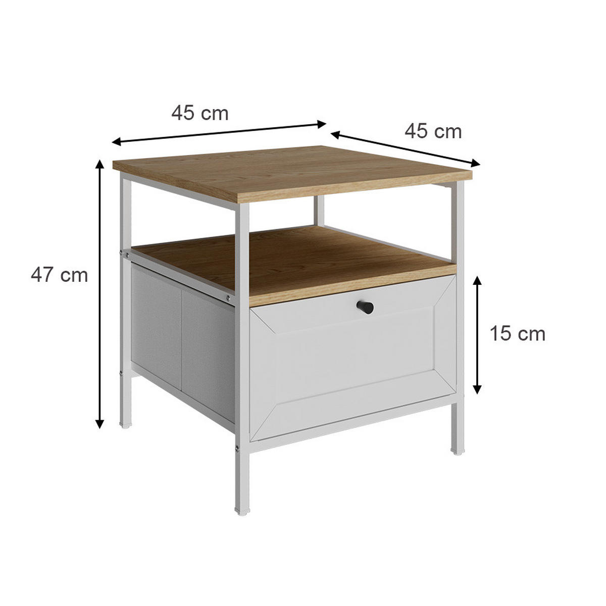 NACHTTISCH Lunis Weiß 45 x 47 cm 2er Set - Weiß, Holzwerkstoff (45/47/45cm) - Vicco