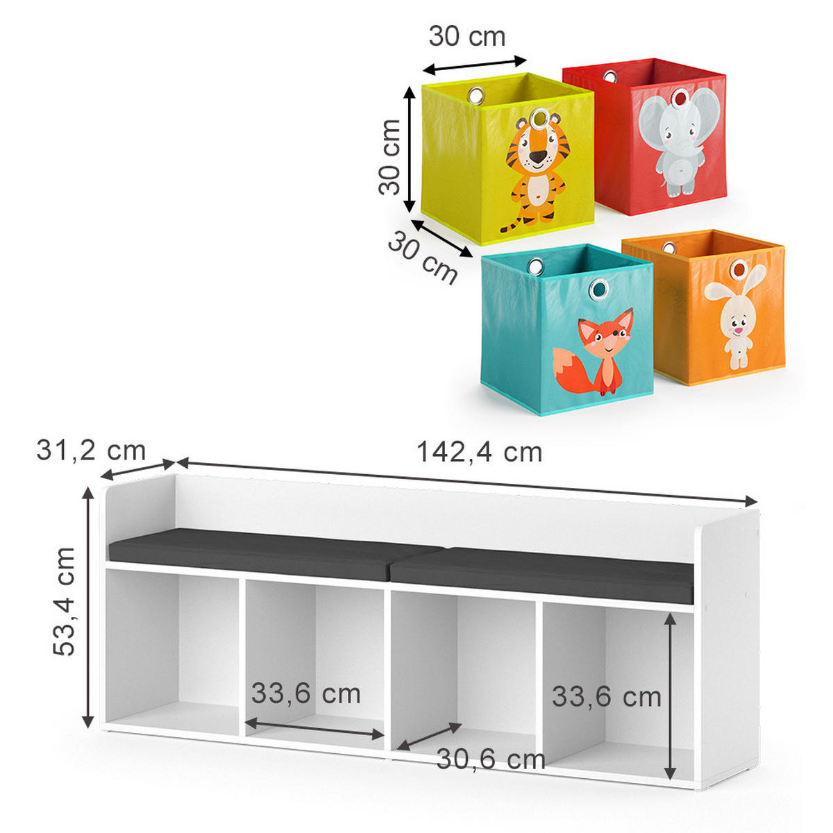 DĚTSKÁ POLICE Luigi Bílá - bílá, kompozitní dřevo (31.2/53.4/142.4cm) - Vicco