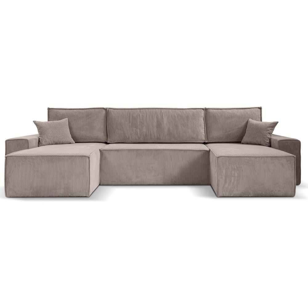 Beautysofa SEDACÍ SOUPRAVA Hektor U s funkcí spaní, 377 cm, cappuccino