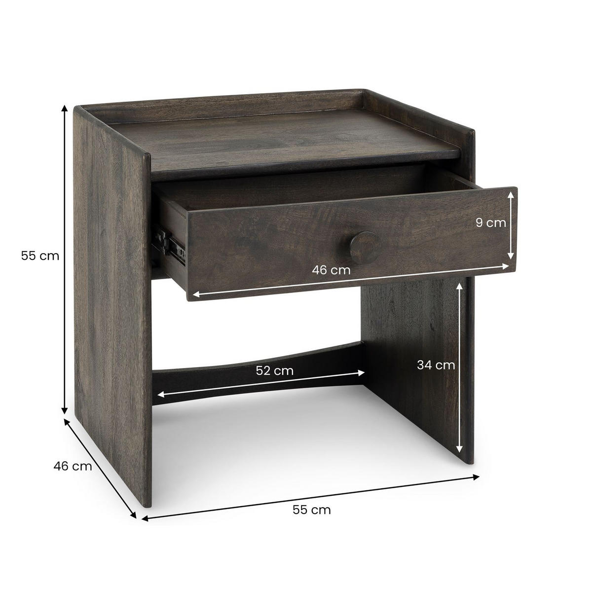 NACHTTISCH TURU braun - Braun, Holz (55/55/46cm) - IDIMEX