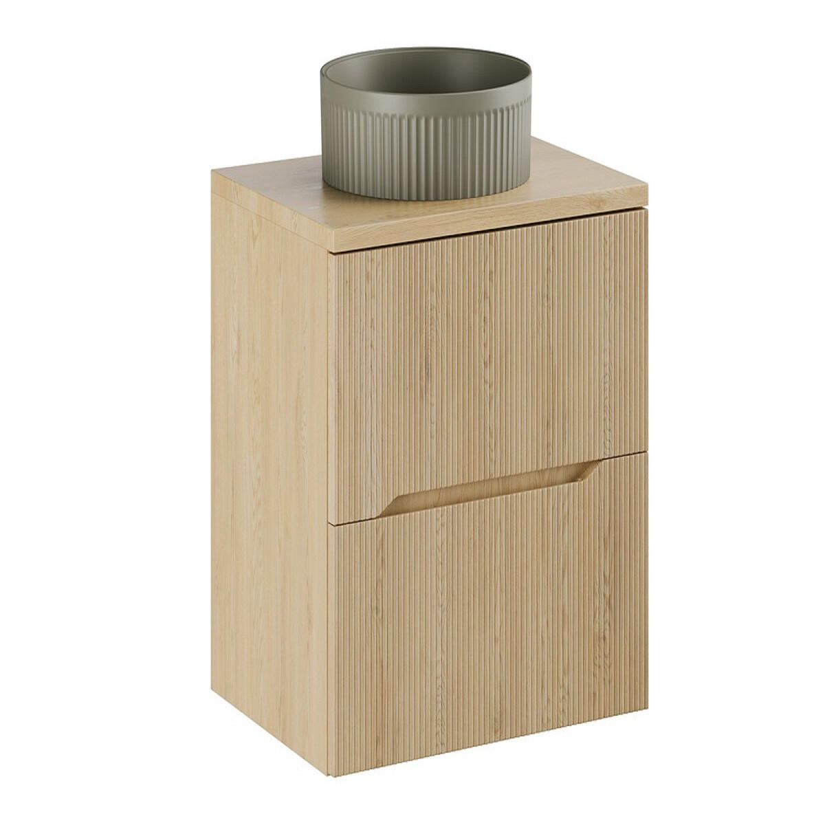 WASCHTISCHKOMBI 60 cm 3Teile - Nordic Cremona N BM399 in Cremona-Eiche/Dunkelgrün - Dunkelgrün/Eichefarben, Holz/Keramik (36/36/12cm)