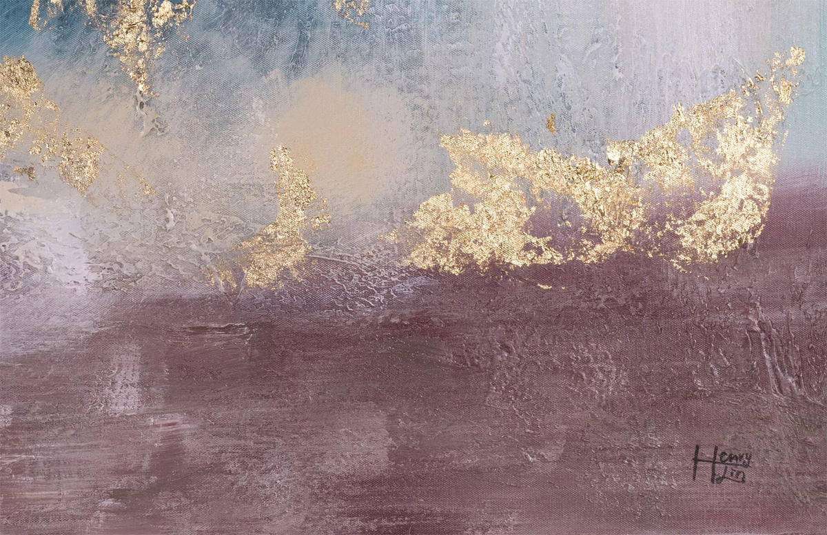 ACRYLBILD HANDGEMALT 100/75 cm - Türkis, Holz/Textil (100/75cm) - KUNSTLOFT