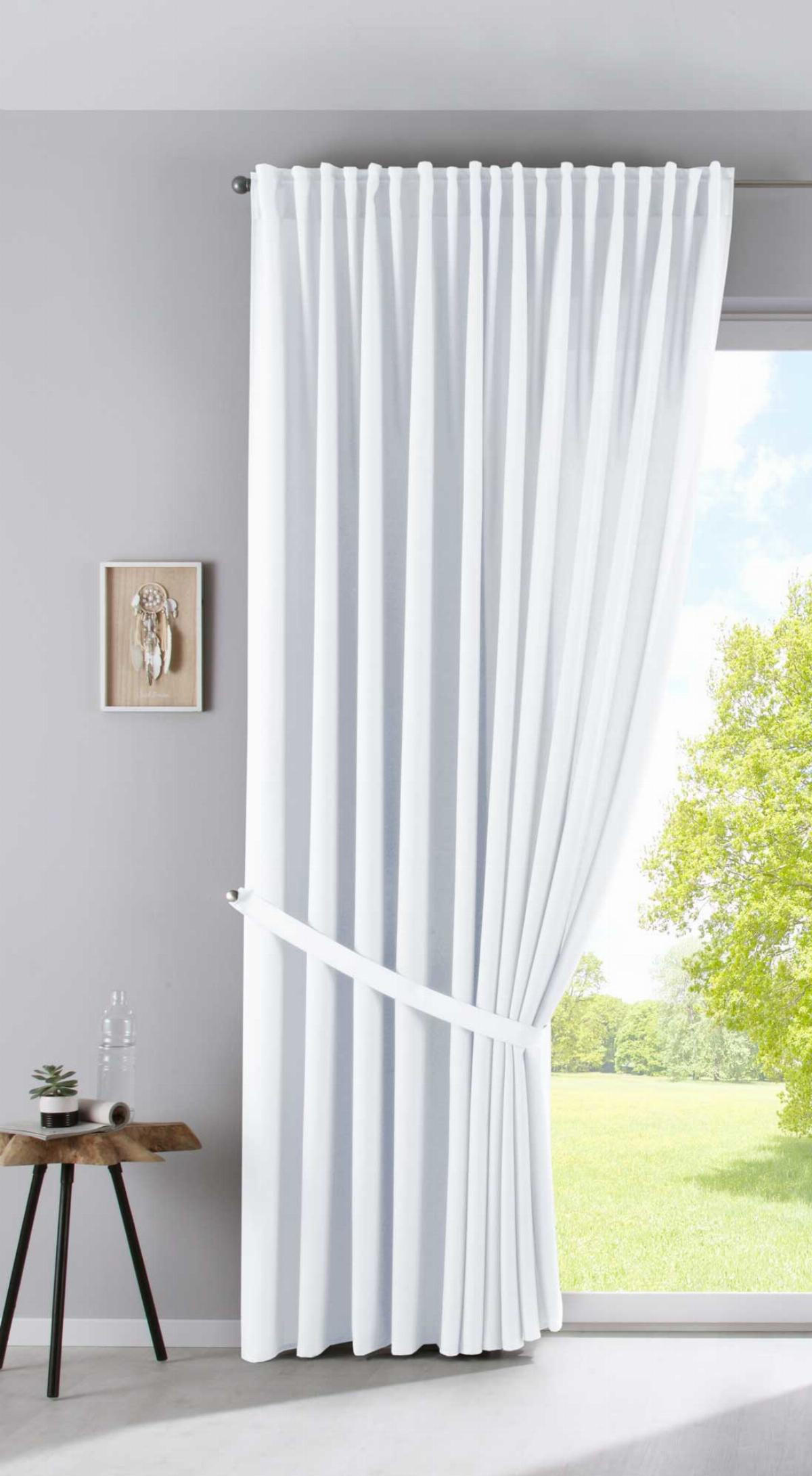SCHLAUFENGARDINE »Palermo« HxB 250x300 cm Weiß - Weiß, Textil (300/250cm) - Gardinenbox