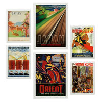 POSTER Set Mit 6 Asien Vollfarbige Illustrationen Von Vintage Tourismus Werbetafeln Aus Der Ganzen Welt Innenarchitektur A3 & A4 Weißer Rahmen - Weiß, Papier (29/3cm) - Nacnic