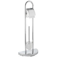 TOILETTENPAPIERSTÄNDER und Toilettenbürste Cosenza 33/18/84 cm - Silberfarben, Metall (18/84/33cm) - Wenko