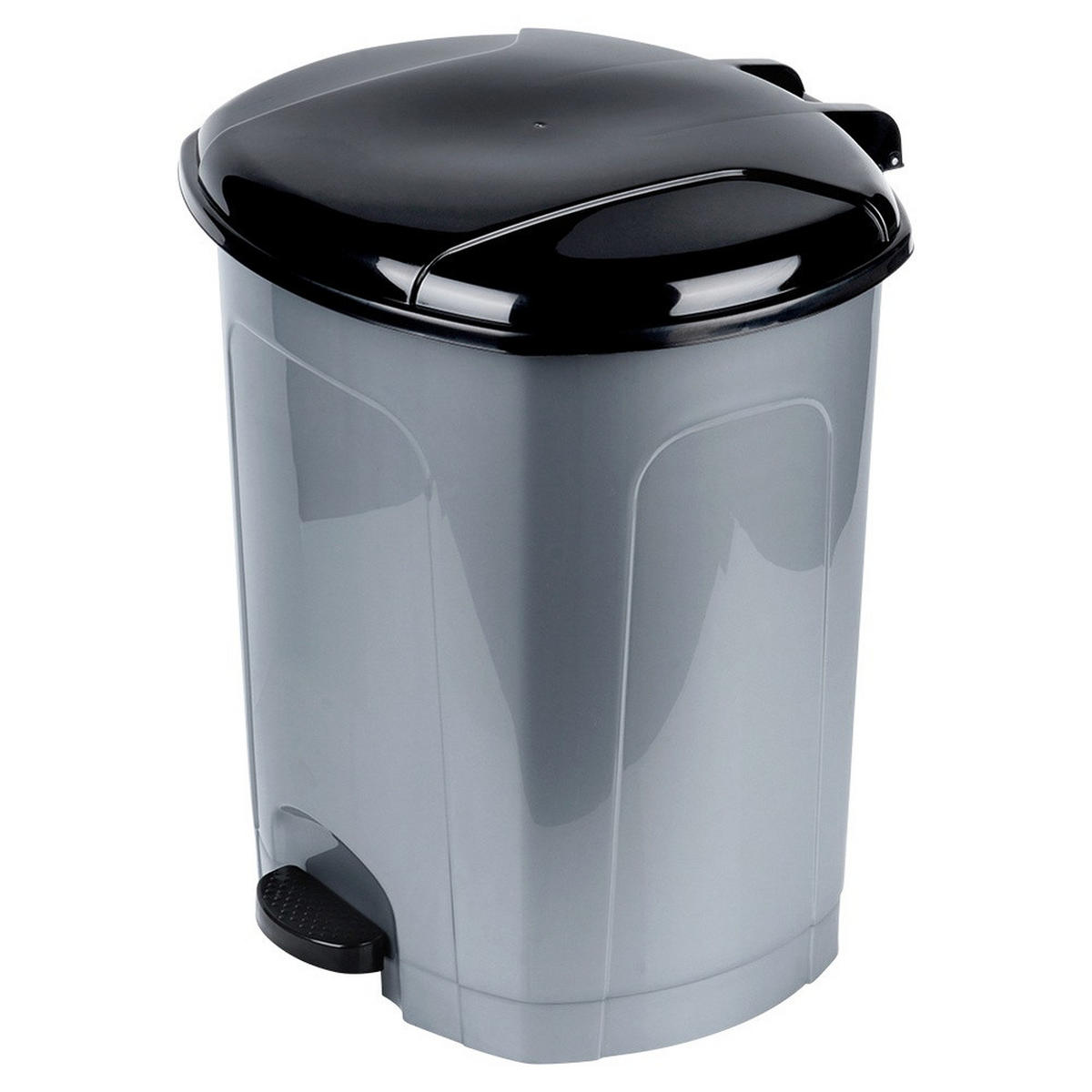 ABFALLEIMER, mit Pedal, Kunststoff, grau, 50 l - Grau, Kunststoff (40/70/40cm) - Orion 