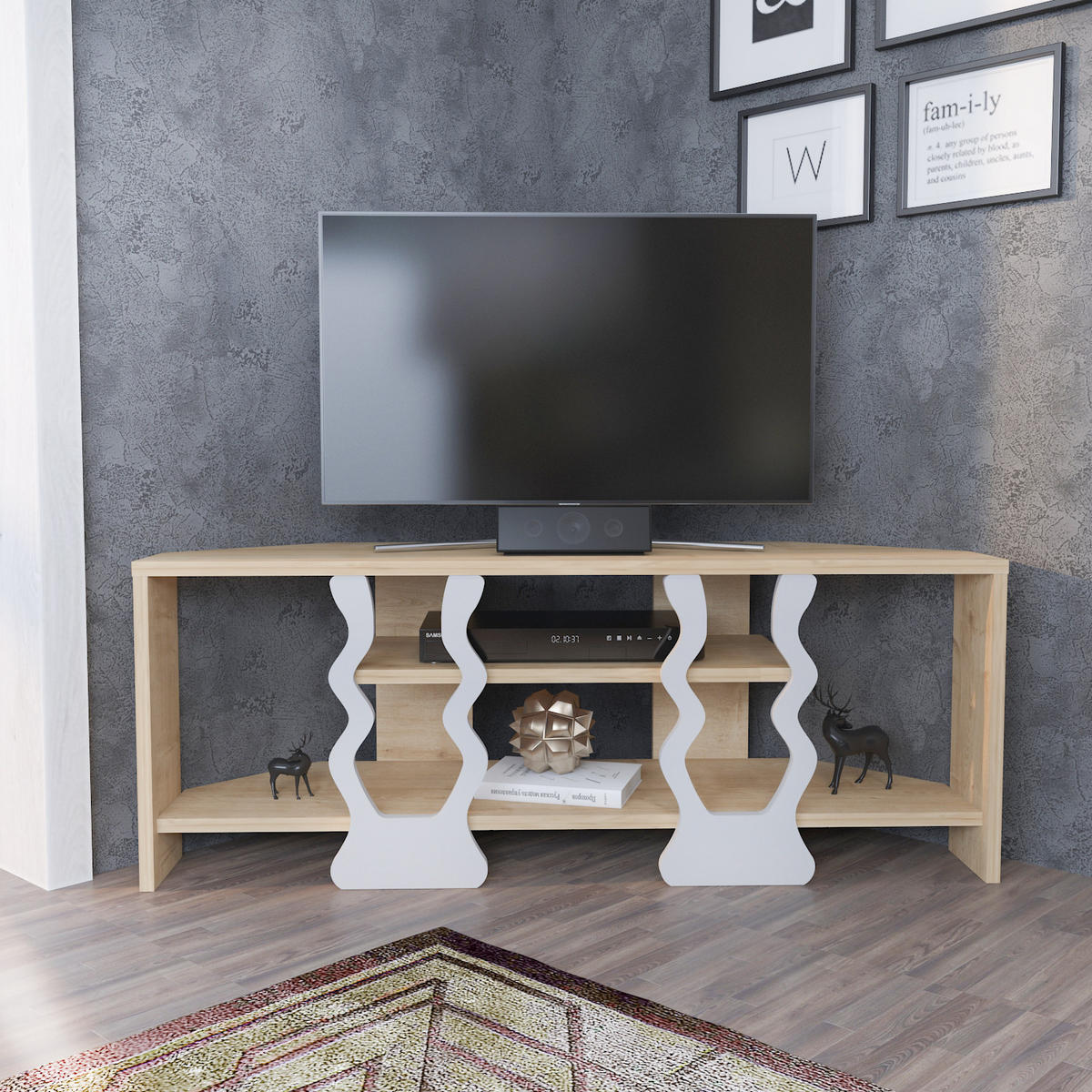 TV-ELEMENT Firal Hellbraun Weiß - Hellbraun/Weiß, Holzwerkstoff (35/41.8/110cm) - Decorotika