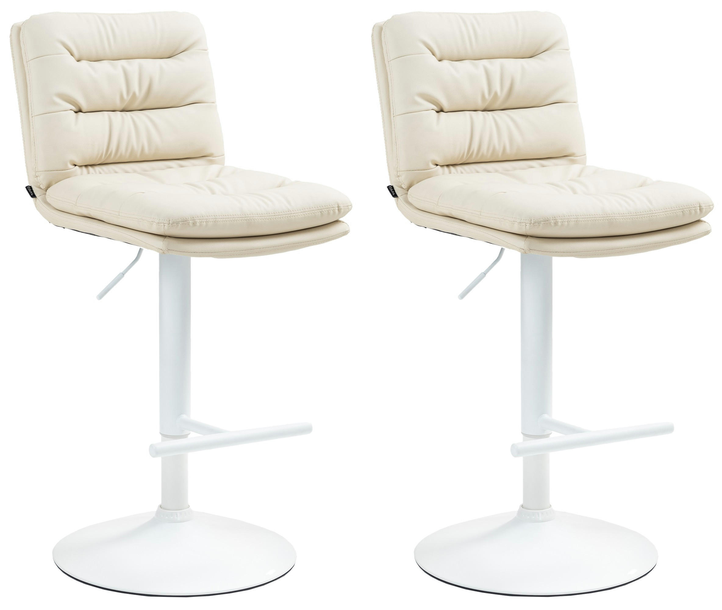 BARHOCKER 2er Set Lederlook creme - Creme/Weiß, Textil/Metall (42/94/56cm) - CLP