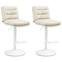 BARHOCKER 2er Set Lederlook creme - Creme/Weiß, Textil/Metall (42/94/56cm) - CLP