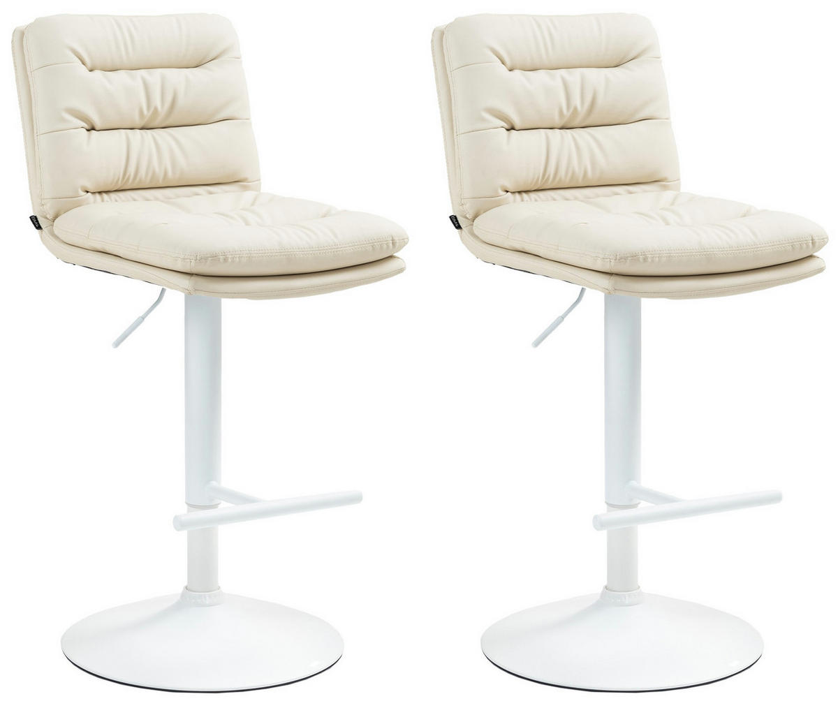 BARHOCKER 2er Set Lederlook creme - Creme/Weiß, Textil/Metall (42/94/56cm) - CLP