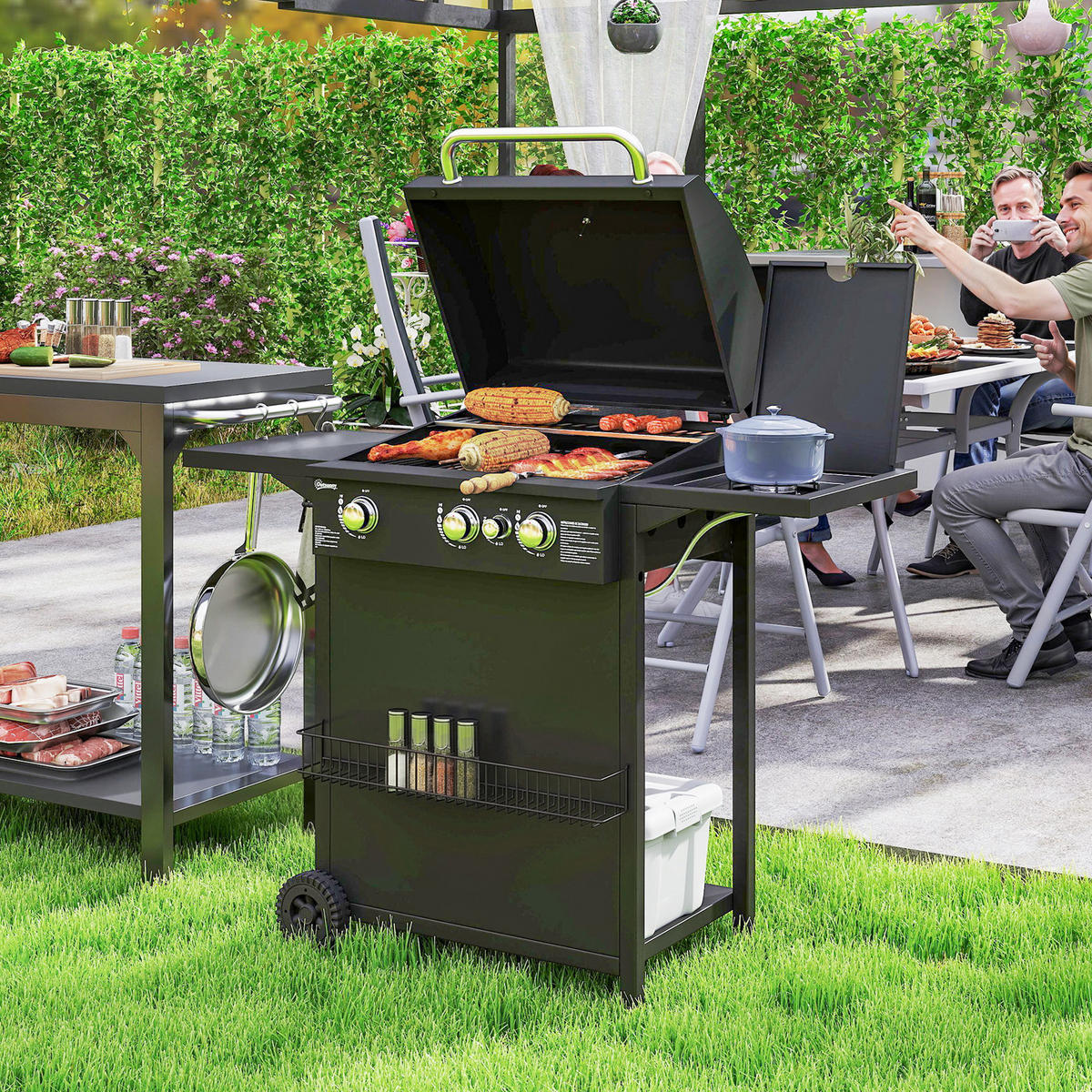 GASGRILL schwarz - Brombeere, Metall (123/98/58cm)