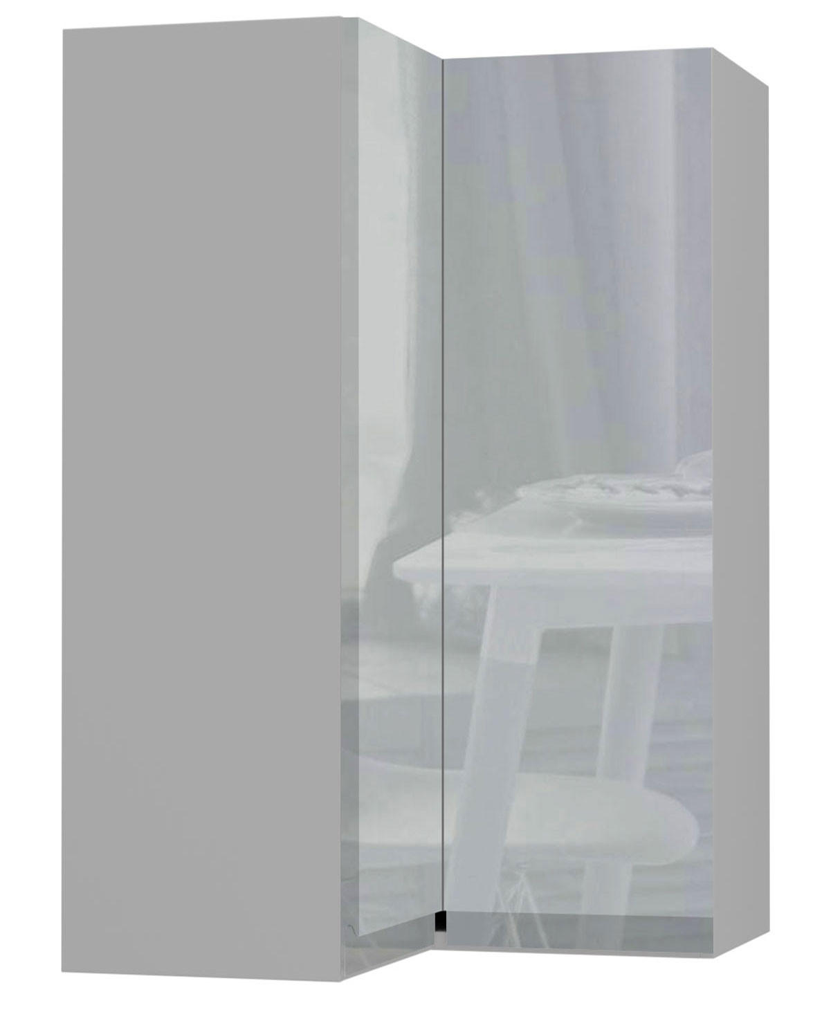 ECKHÄNGESCHRANK Avellino W14/60 Grau / Grau Acryl Hochglanz 60 / 60 / 96cm - Grau, Holz/Holzwerkstoff (60/96/60cm) - Feldmann-Wohnen