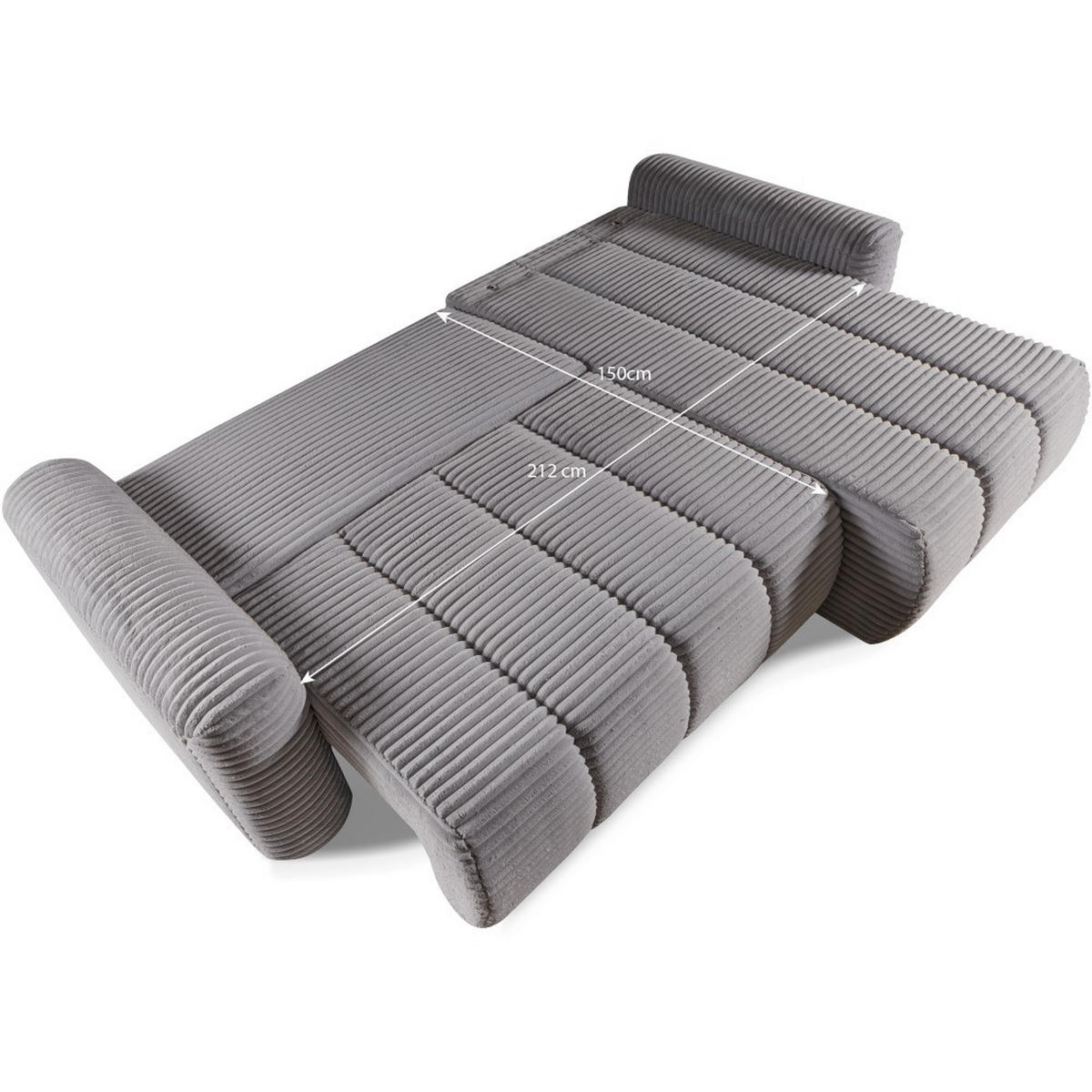 ECKSCHLAFSOFA Cavo mit Bettkasten, universelle Ottomane, Grau - Schwarz/Grau, Textil (264/157cm) - Beautysofa