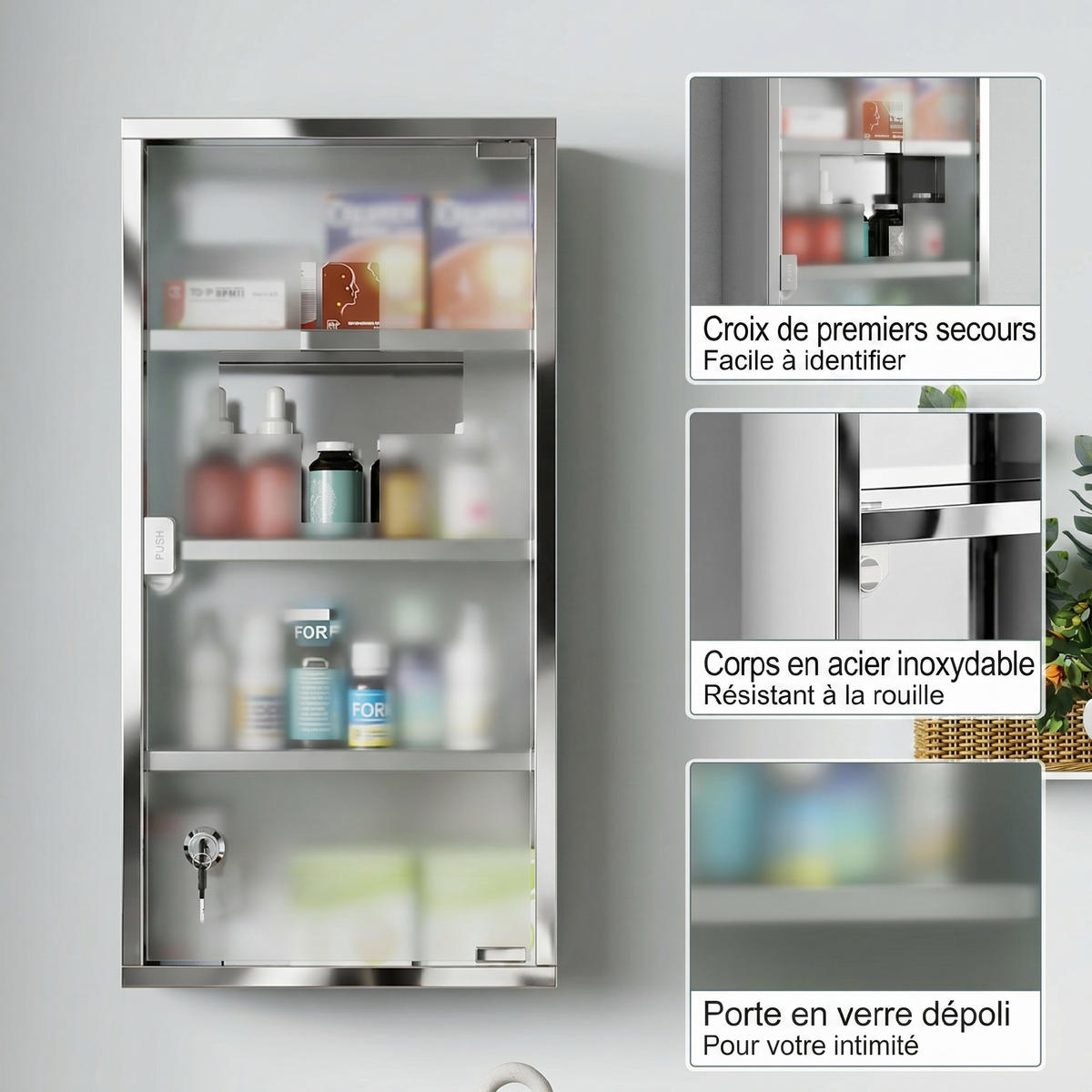 MEDIZINSCHRANK Transparent 1 Stück - Beige, Kunststoff (30/60/12cm) - GiPP