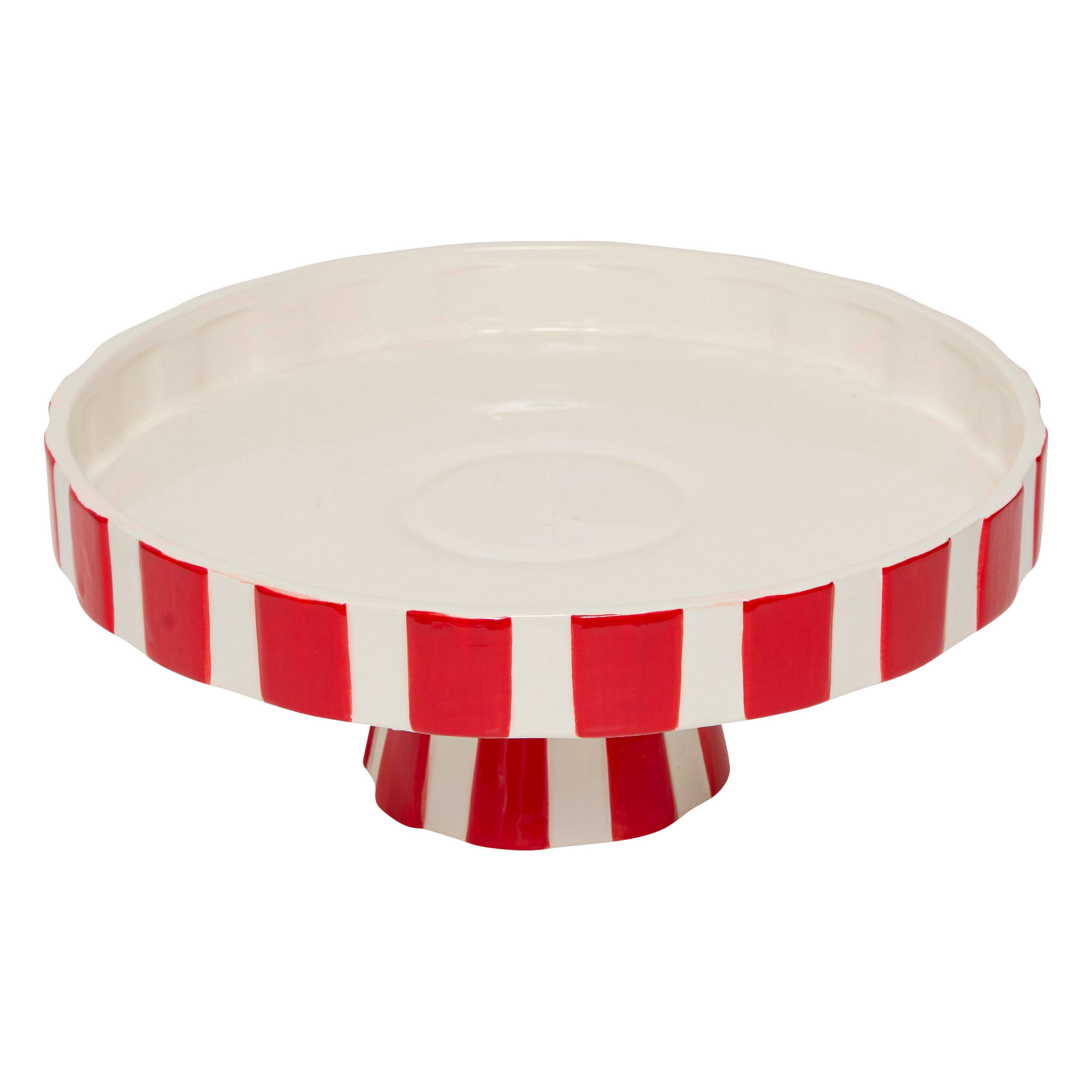 WEIHNACHTSPLATTE Keramik rot-weiß Ø 27 cm - Weiß, Stein (27/11/27cm) - Atmosphera Createur d´interieur