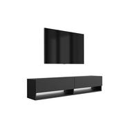 TV-LOWBOARD 170 cm Mattschwarz, LED weiß, 170 × 32 × 34 cm - Schwarz, Holzwerkstoff (170/33.6/32cm) - 3XE LIVING