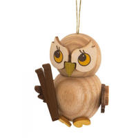 HOLZFIGUR Eulenkind mit Ski 4 cm - Multicolor, Holz (3/4/3cm)