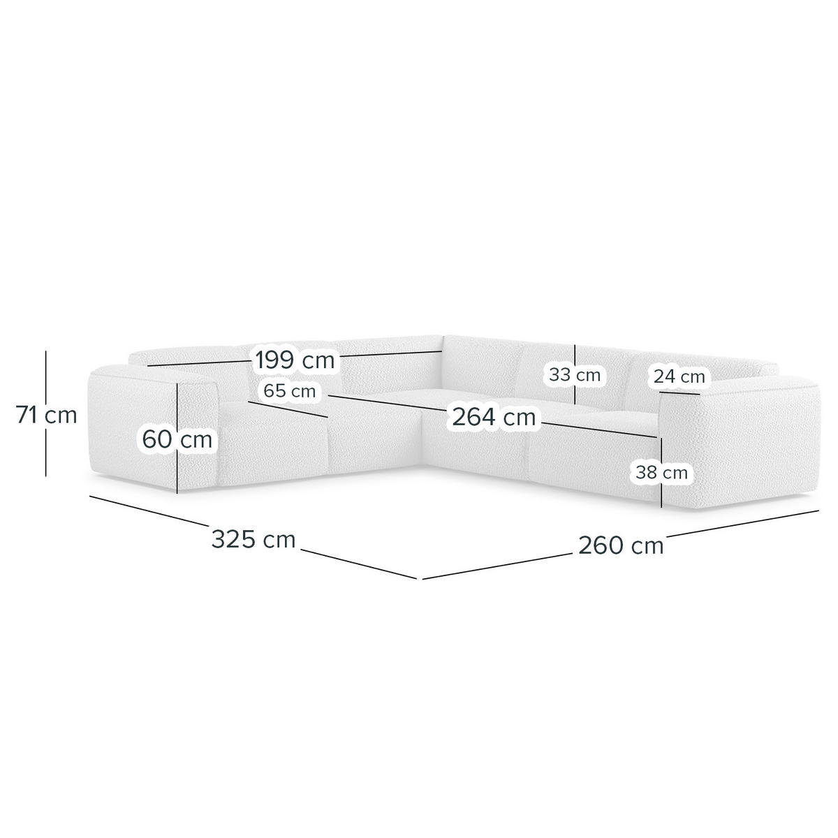 ECKSOFA mit Rundecke - Schwarz/Grau, Kunststoff/Textil (325/260cm) - home24