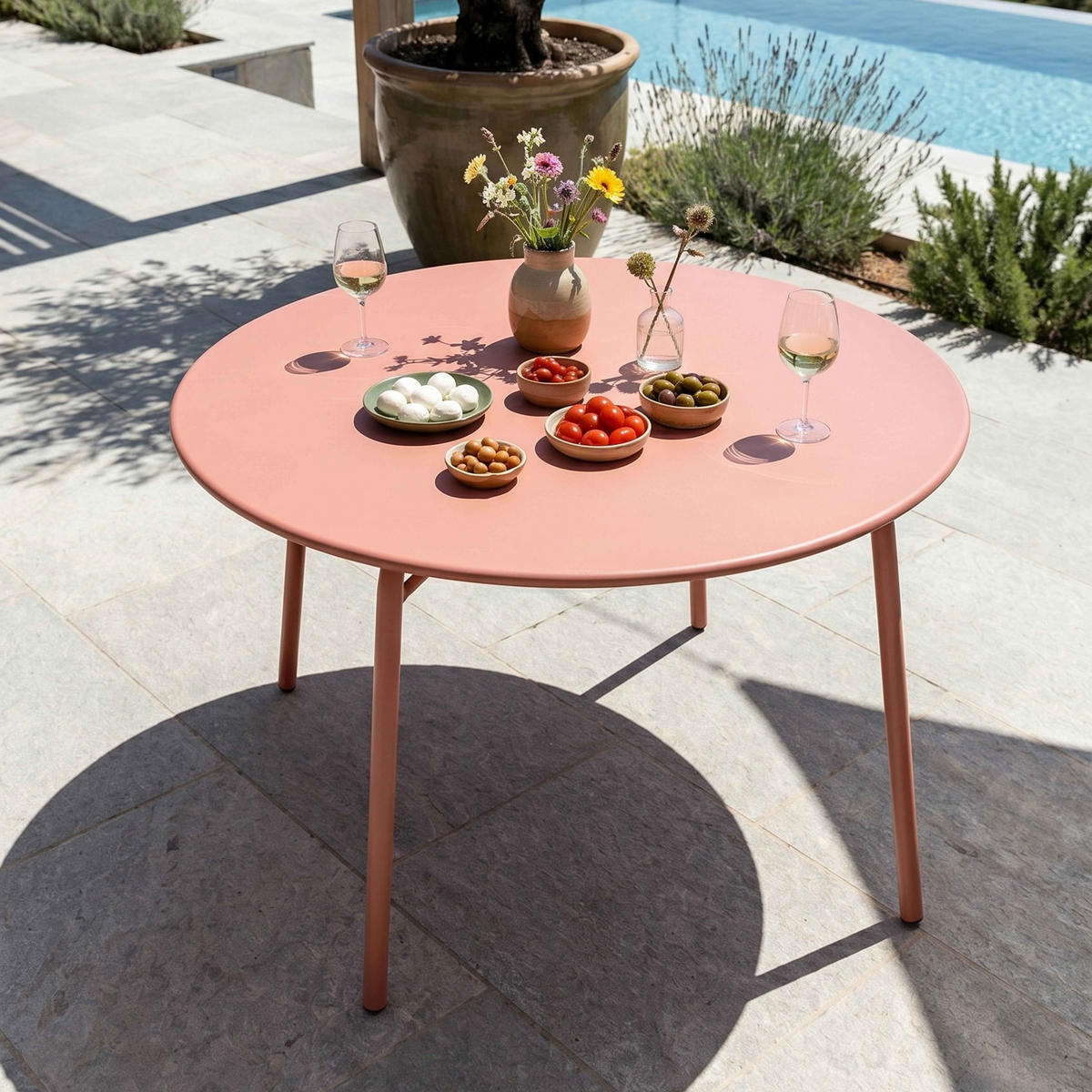 GARTENSET 7-tlg., Lehm - Pink, Metall - Oviala