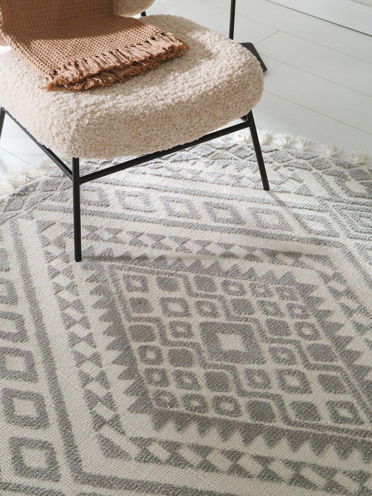 TEPPICH rund Elias Grau ø 150 cm rund - Grau, Textil (150/1cm) - KUNSTLOFT