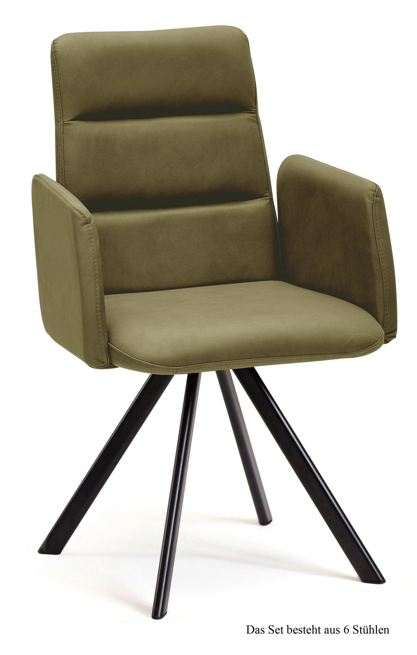 ARMLEHNSTUHL (6er-Set) Deane 52x92x60 Schwarz/Olivgrün - Schwarz/Olivgrün, Kunststoff (60/92/52cm) - 58aufmkessel