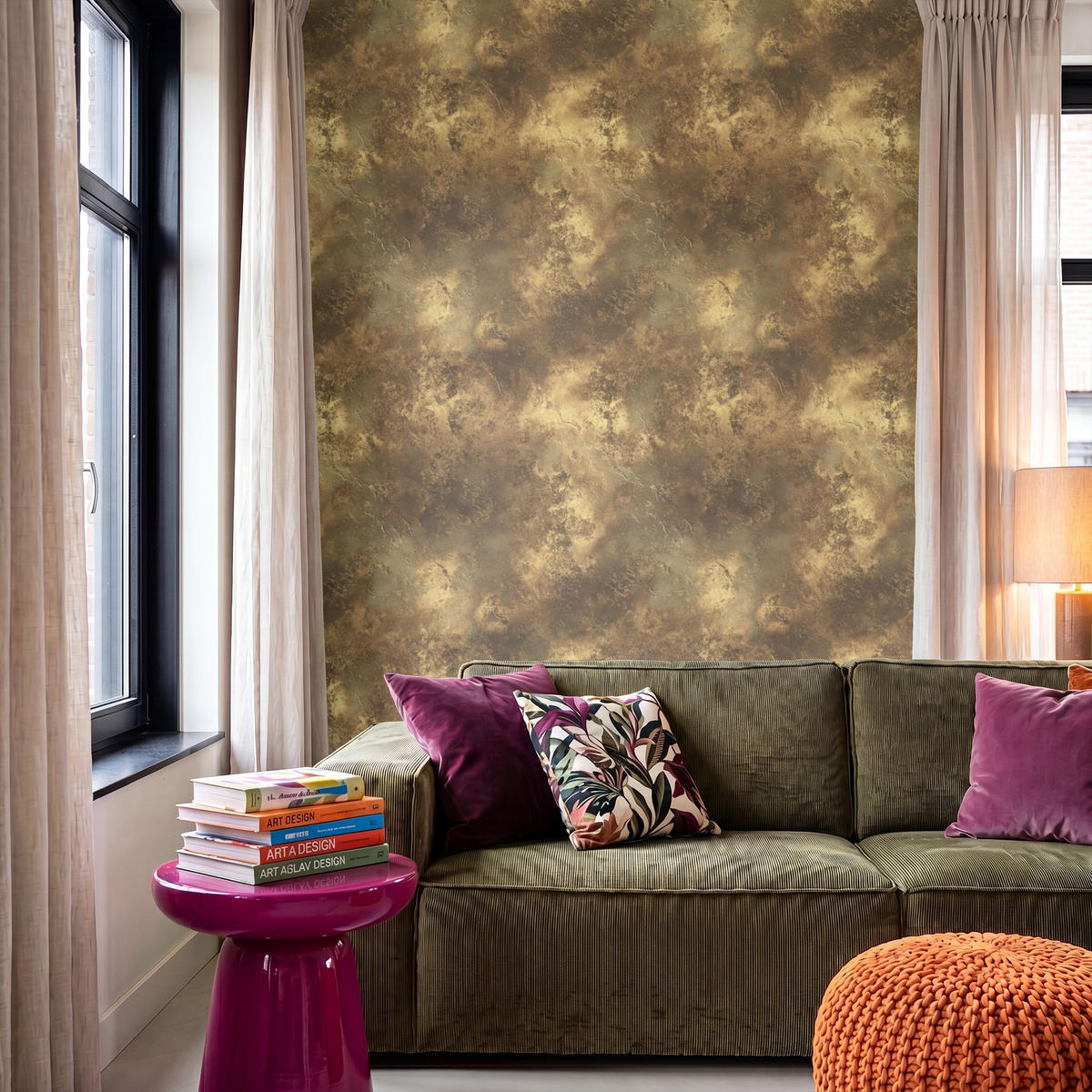 TAPETE - Antik - Metallic-Look - Gold - 140x220 cm - Messingfarben, Papier (140/220cm) - OnlyWow