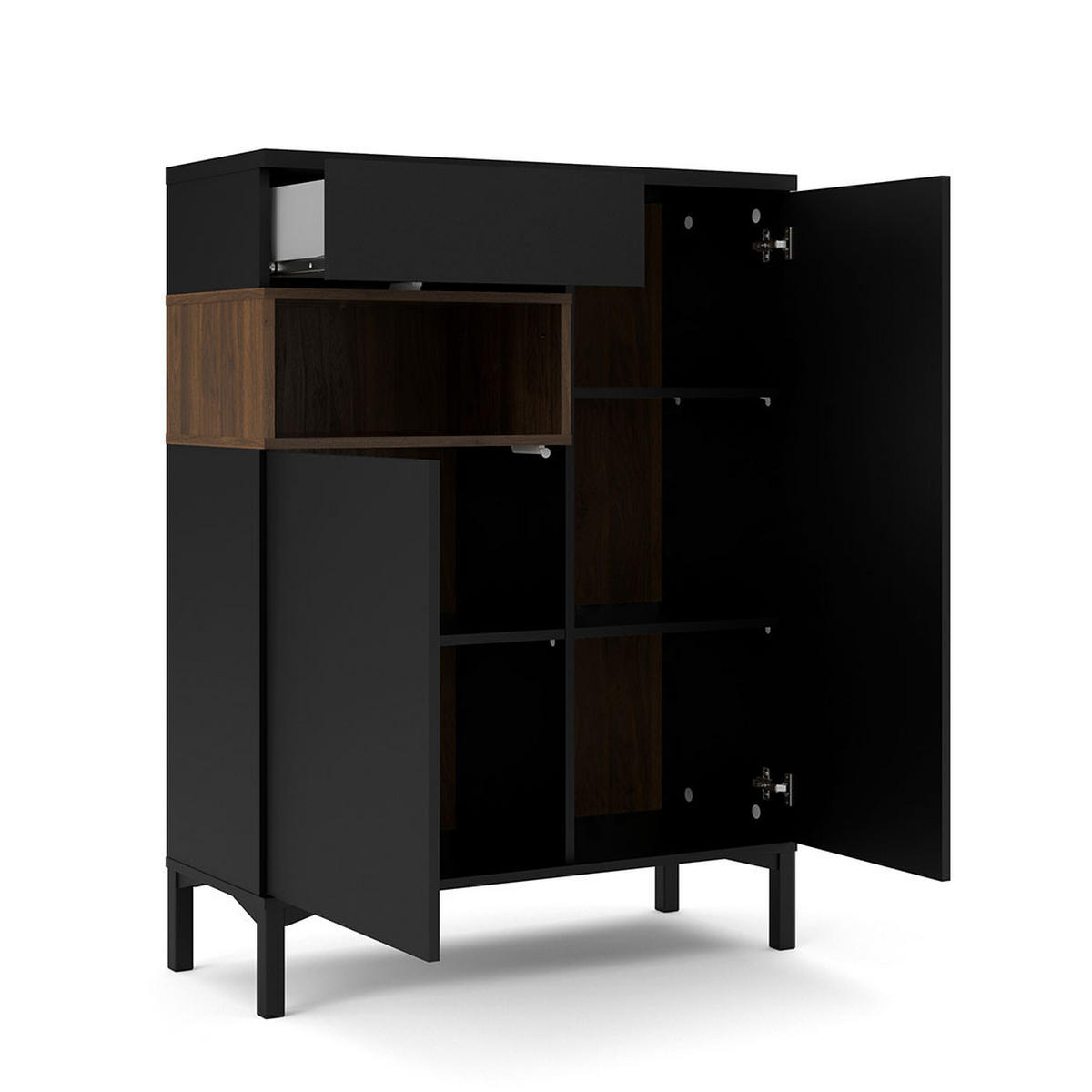 SIDEBOARD Ringe Schwarz 89/37/119 cm - Schwarz, Holzwerkstoff (89/119/37cm) - ebuy24