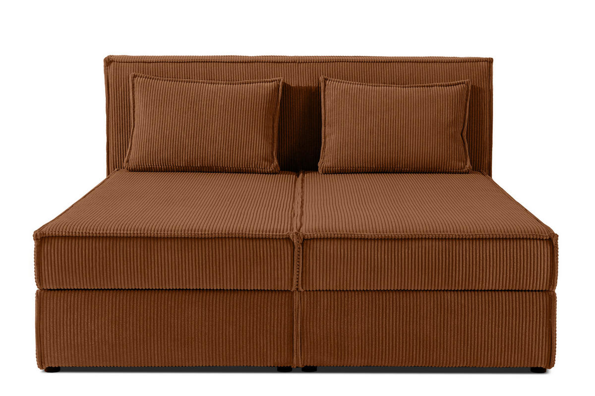 BOXSPRINGBETT ROTI mit Stauraum, orange - Schwarz/Orange, Holz/Holzwerkstoff (160/200cm) - KONSIMO®