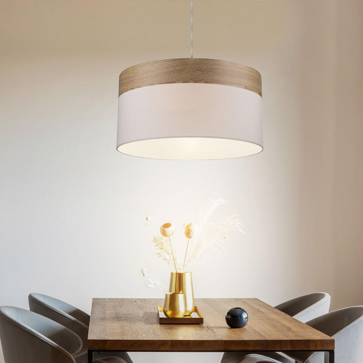 LED HÄNGELAMPE Chipsy Weiß Textil - Weiß, Metall (40/40/120cm) - Globo Lighting