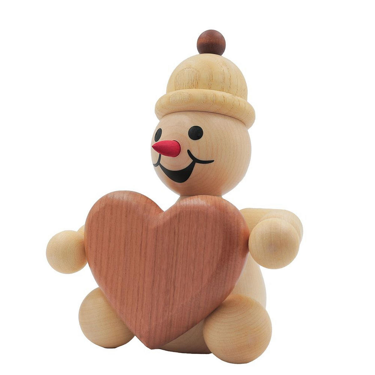 HOLZFIGUR Schneemann Junior mit Herz 14 cm - Multicolor, Holz (11/1/0.1cm)