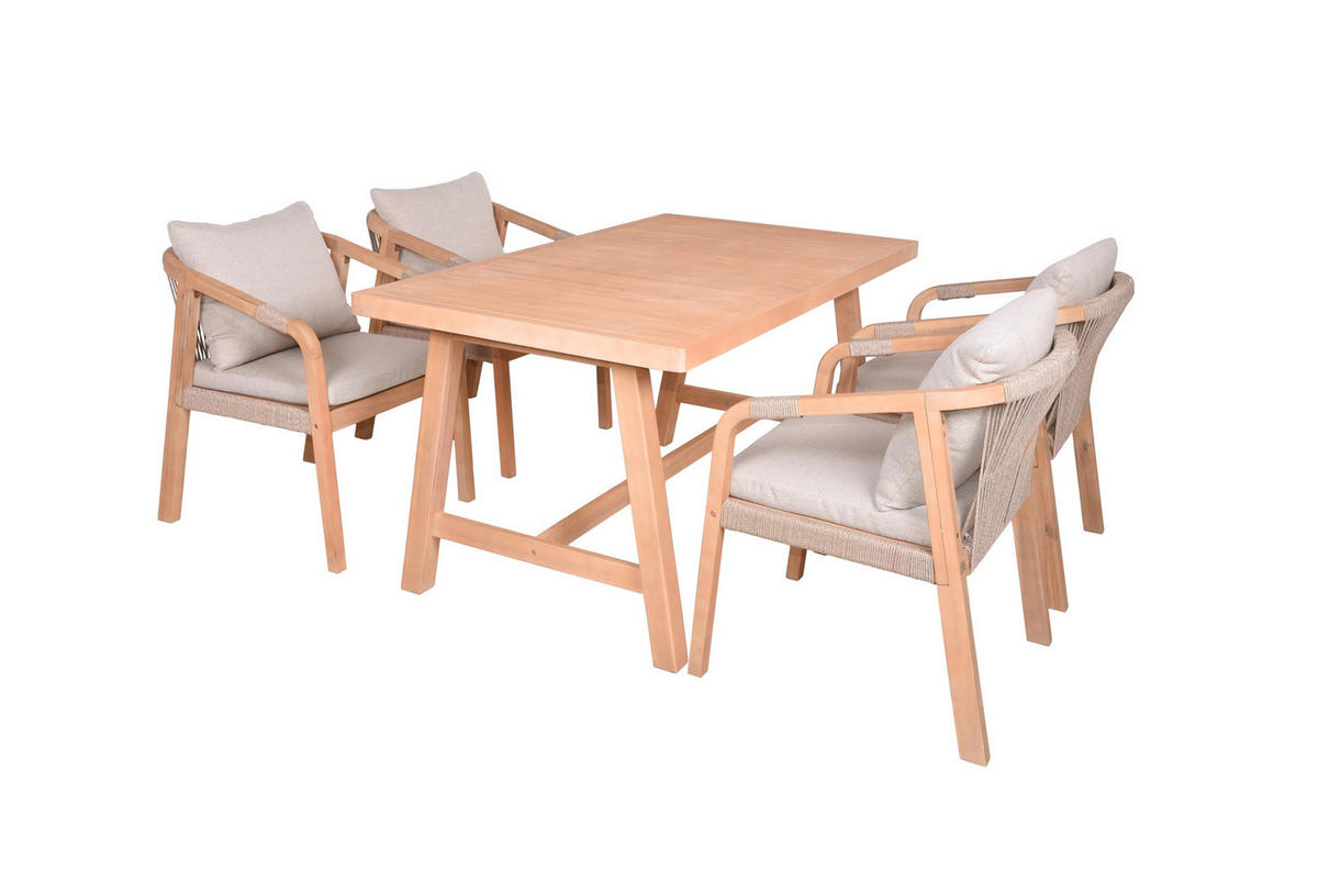 GARTEN-SITZGRUPPE Bergen 5-teilig inkl. Auflagen Gartenmöbel-Set - Braun, Holz - DELUKE