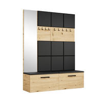 GARDEROBENSCHRANK MODULO 161,2/204/40 cm Modern Garderobe-Set Eiche Artisan - Schwarz/Eiche Artisan, Holzwerkstoff (161.2/204/40cm) - MASSENO