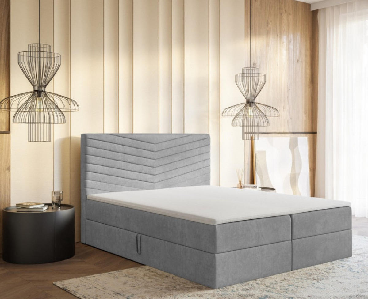 BETT Grau G4 Mit Bettkasten Und Matratze 180x200 cm - Grau, Textil (180/200cm) - Sepro Meble