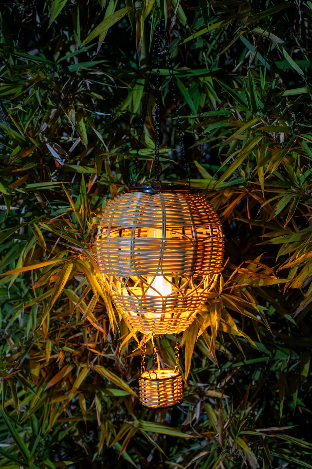 LED-SOLAR-LATERNE - Heißluftballon-Design mit Aufhängung für Garten und Balkon, braun, klein, 1er-Set - Braun, Kunststoff (14/14/48cm) - Northpoint