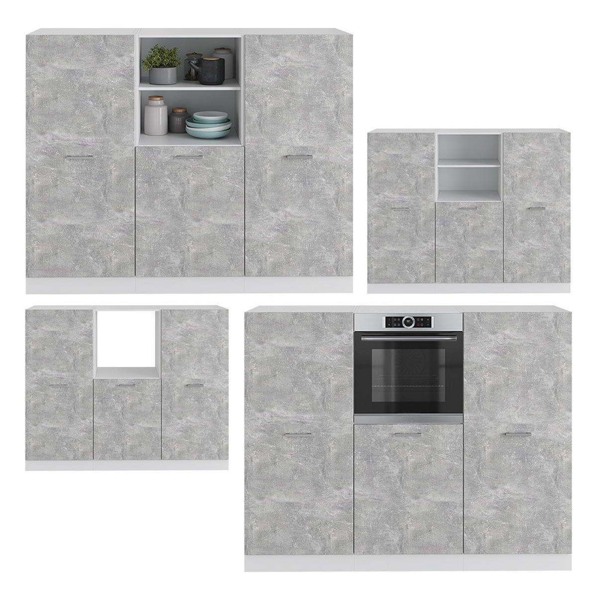 KÖKSBLOCK R-Line Betong/Vit 180 cm utan bänkskiva - Vit/Grå, Träbaserade material (180/143/46cm) - Vicco