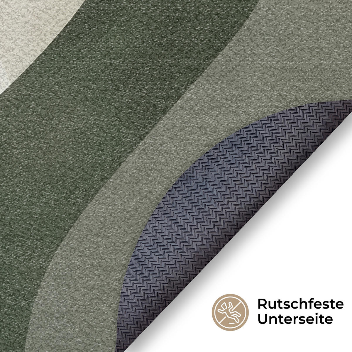 FUSSMATTE Japandi - Grün - Abstrakt - Modern Schmutzfänger 120x120 cm - Olivgrün, Kunststoff (120/120cm) - MuchoWow