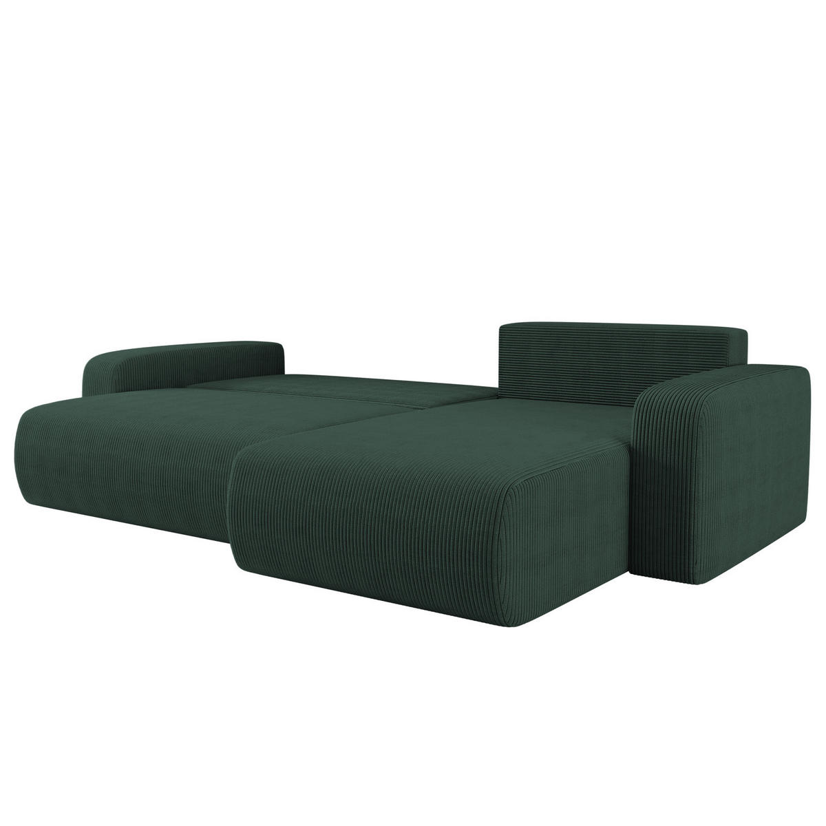 SCHLAFSOFA MILANO XL und bettkasten stoff Poso Dicker Cord Grün Rechts - Grün, Holz (274/82/145cm) - Kaiser Möbel