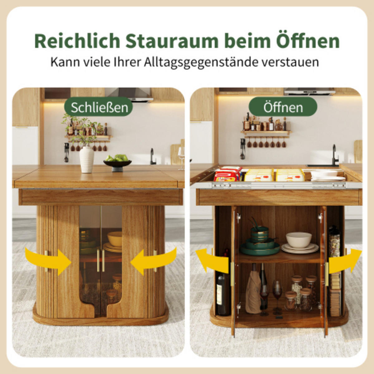 ESSTISCH Walnussoptik aus MDF mit Glas-Schubladenfronten 118–158 × 118 × 77 cm - Walnussfarben, Holzwerkstoff (158/118/77cm) - Luhomfu