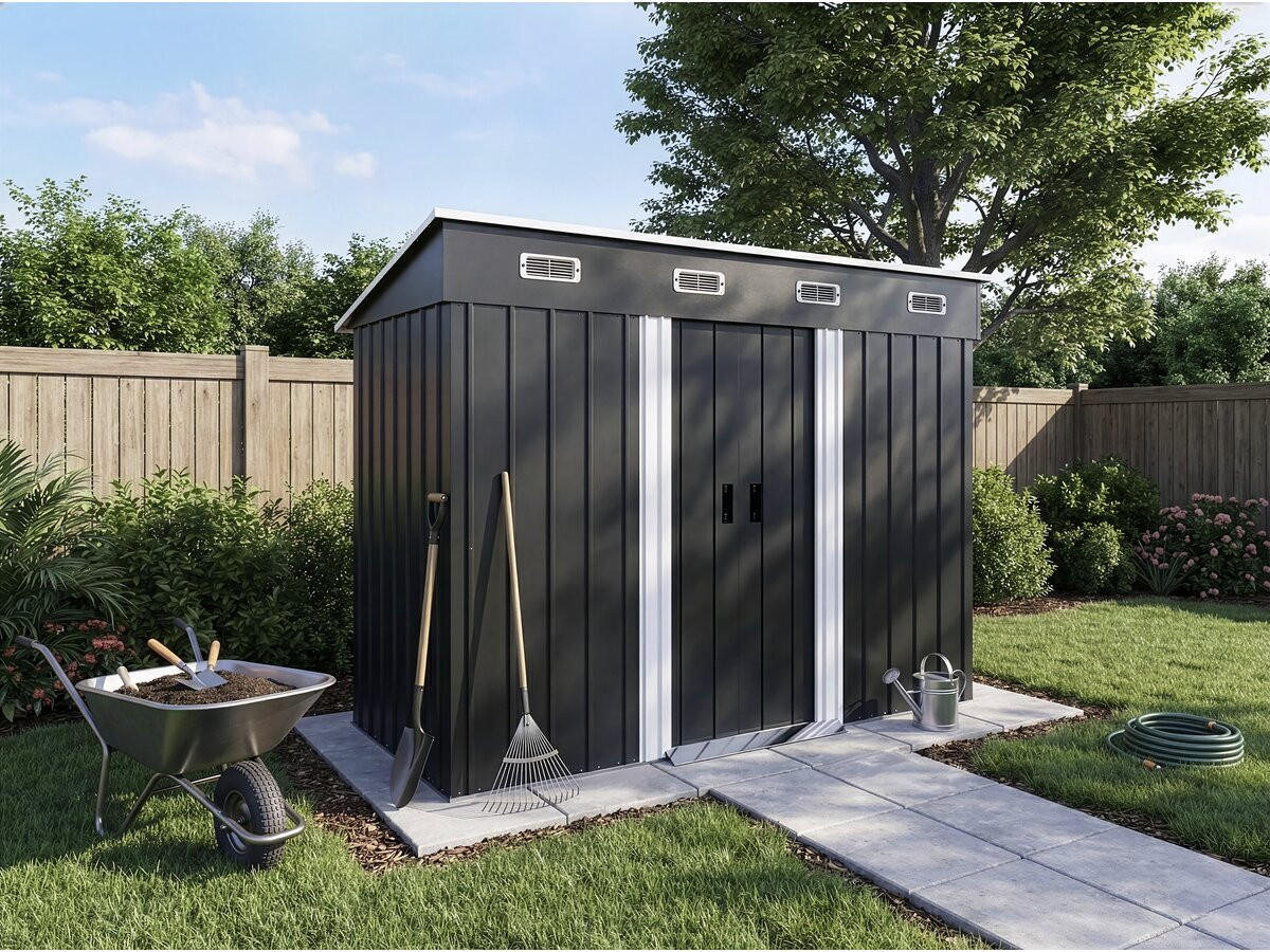 METALL-GARTENHAUS denver Grau - Grau, Metall (123/260/267cm) - Habitat Garten