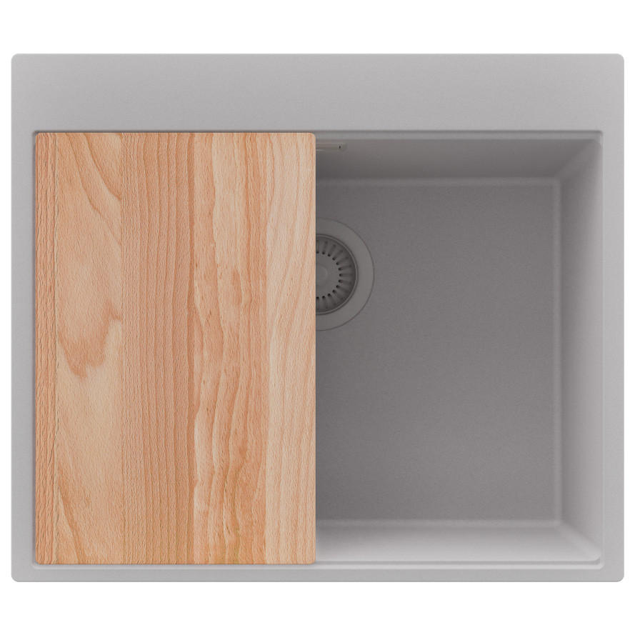 SPÜLBECKEN Oslo, 2-er set Grau 58/50 cm 1 Becken + Ablauf-Set + Schneidebrett ab 60er Unterschrank - Beige/Grau, Kunststoff (58/20/50cm) - Primagran