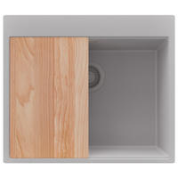 SPÜLBECKEN Oslo, 2-er set Grau 58/50 cm 1 Becken + Ablauf-Set + Schneidebrett ab 60er Unterschrank - Beige/Grau, Kunststoff (58/20/50cm) - Primagran