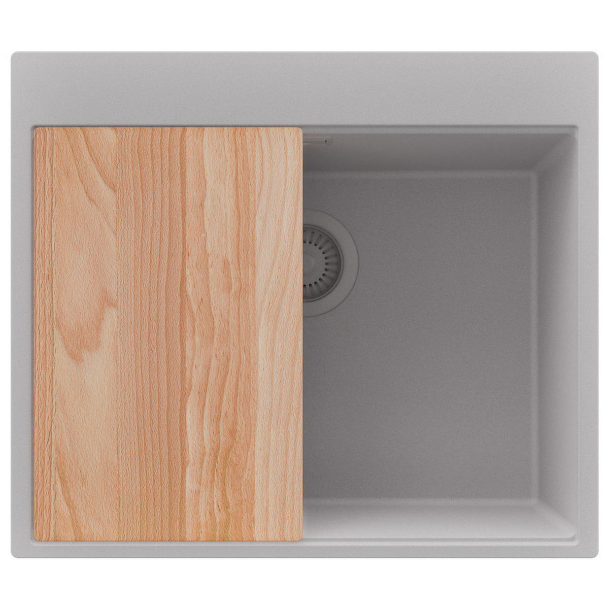 SPÜLBECKEN Oslo, 2-er set Grau 58/50 cm 1 Becken + Ablauf-Set + Schneidebrett ab 60er Unterschrank - Beige/Grau, Kunststoff (58/20/50cm) - Primagran