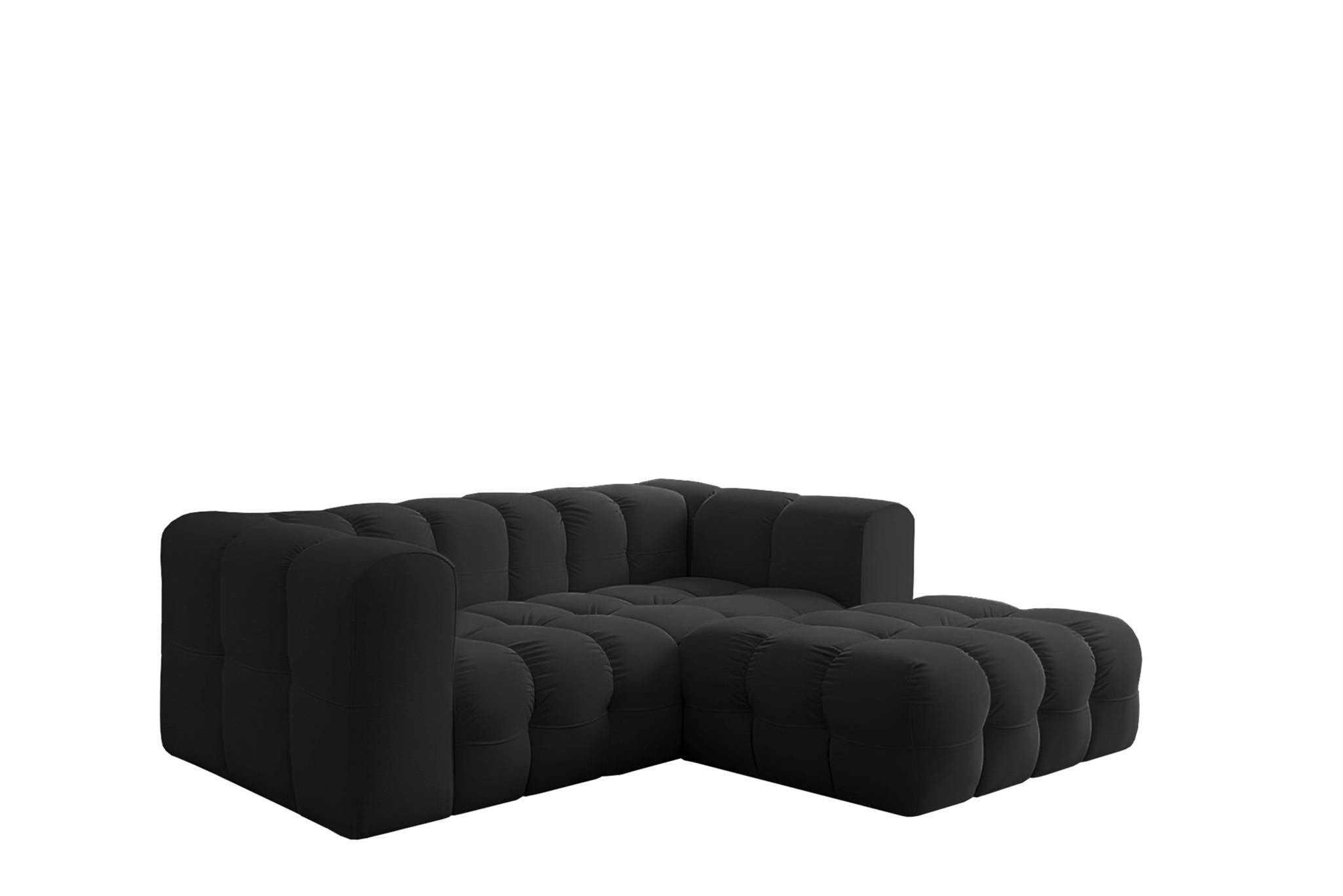 ECKSOFA Solvie Xs In Tiffani - Schwarz, Holzwerkstoff/Textil (239/193cm) - Fun Möbel
